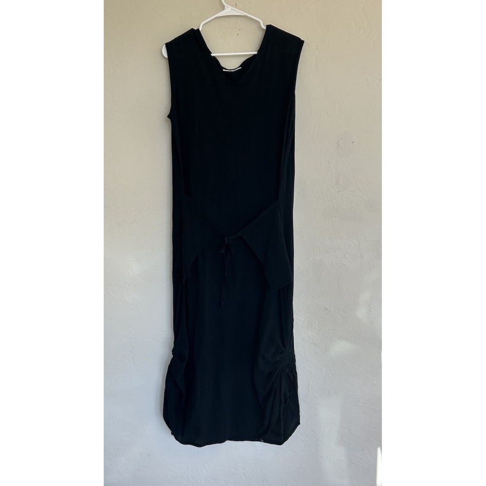 Bryn Walker Cotton Gauze Kira Midi Dress Black Lagenlook Relaxed L Resort Beach